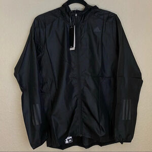NWT Adidas Own The Run Response Windbreaker Jacket Size Large black light weight